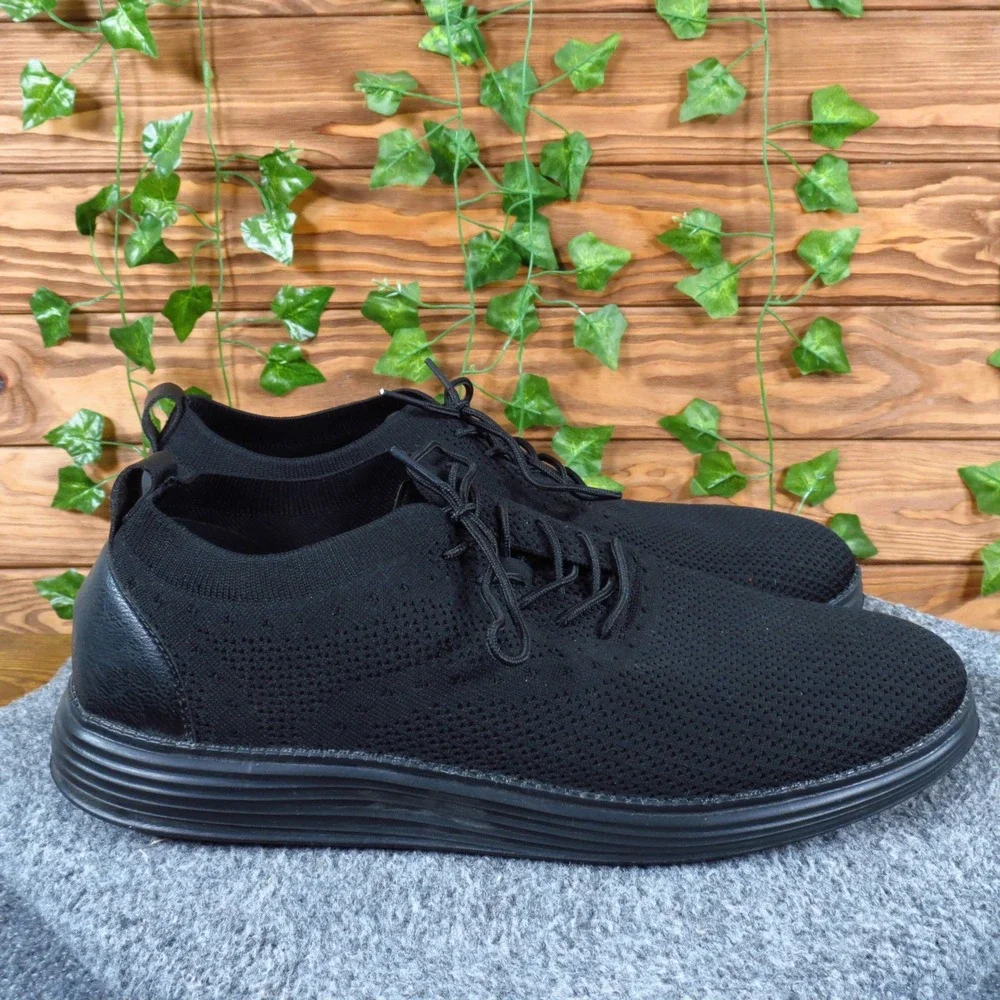 Vilocy V2201 Men Oxford Sneakers‎ Size 13 Dress Walking Shoes Black Knit Textile